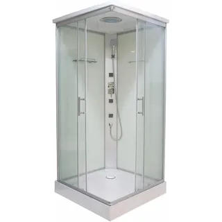 SANOTECHNIK Twist Komplettdusche mit Schiebetür 80 x 215 cm silber Sicherheitsglas
