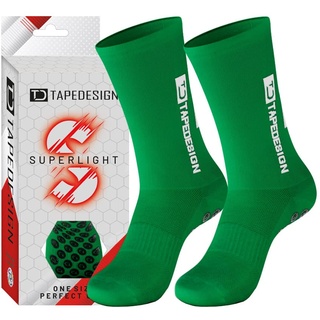 TAPEDESIGN - "Superlight" - 1 Paar Rutschfeste, ultraleichte Fußballsocken Grün mit gummierten Noppen (Unisex) - Sport-Socken mit Grip für Frauen & Männer - Anti-Rutsch Fussball-Socken atmungsaktiv