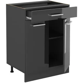 Vicco Schubladenschrank R-Line 60 x 81,6 x 46 cm Anthrazit Hochglanz/Schwarz