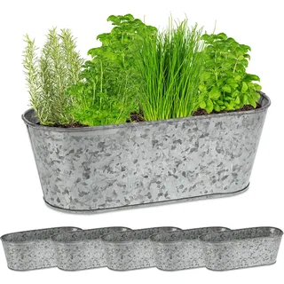 Relaxdays Zinkwanne 30,5 x 11 x 13,5 cm Silber