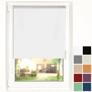 Blumtal Verdunkelungsrollo ohne Bohren 70x130cm - Thermorollo/Verdunklungsrollo 100% Verdunkelung - Verdunkelungsrollo ohne Bohren - 4-lagiges Rollo UV-beständig - Klemmrollos Weiß
