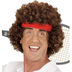 Widmann 06745 - Perücke Tennisspieler, braun, mit rotem Haarband, Karneval, Mottoparty