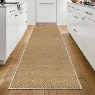 WTHYGB Teppich Läufer Flur, Küchenläufer 60x150cm rutschfest Waschbar | Bettvorleger für Waschküche, Vorzimmer, Schlafzimmer Küche und Wohnzimmer, Carpet einfarbig Braun
