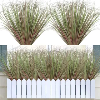 DEMIUKO 16 Bündel Kunstpflanzen Wie Echt Künstliche Pflanzen Außenbereich Kunstgras 50cm Lila Grün Wetterfest Balkonpflanzen UV-beständige Outdoor Frühling Dekogras für Draußen Garten Topf Haus Deko