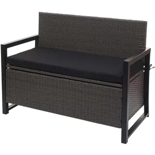 MCW Poly-Rattan 2ER Sitzbank Grau, Schwarz , Kunststoff , 117x87x57 cm , Gartenmöbel, Gartenbänke