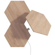 Nanoleaf Elements Hexagon Erweiterungspack, 3 zusätzliche LED Panels - Smarte Modulare & Dimmbare Holzoptik WLAN Wandleuchte Innen, Musik Sync, Funktioniert mit Alexa Google Apple, für Deko
