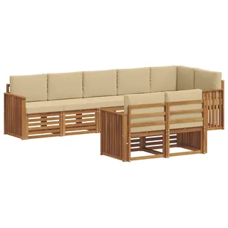 vidaXL Outdoor-Sofagarnitur 8 stk. Natur und Beige Polyester - Weiß