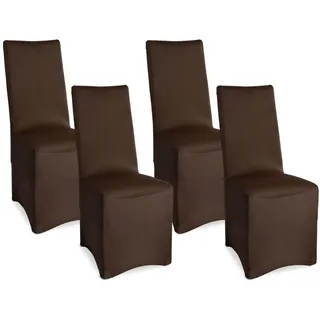 Beautissu Stuhlhusse Leona Braun 95 x 45 cm 4er Set