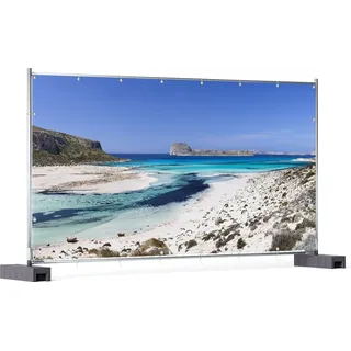 Wallario XXL Outdoor-Poster für Garten oder Balkon, Motiv Einsame Bucht mit weißem Sand und klarem Wasser, in ca. 340 x 173 cm - Blau