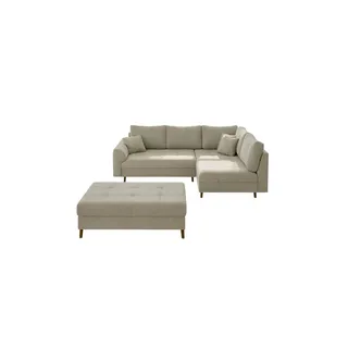 s-style möbel Ecksofa mit Hocker Lars - beige - Maße (cm): B: 231 H: 81