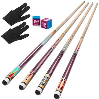 Pool Queue,AKLOT Pool Queues Satz von 4 Pool 58" Queue Sticks Pool Cue Erwachsene Kanadischer Ahornholz Pool Cues für Professionelle Billardspieler