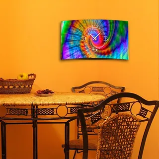 Psychodelic Regenbogen Designer Wanduhr modernes Wanduhren Design leise kein ticken dixtime 3D-0237 - Grün