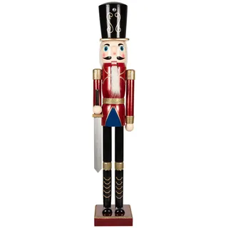 KI Store 120 cm Weihnachten Nussknacker Lebensgröße Groß XXL Holz Nussknacker Figur Weihnachtsdekoration (Rot Soldier)