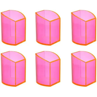 OSCO Neon Acryl Gebogener Stiftebehälter | 6er Pack | Stifthalter | Schreibtisch ordentlich | Büro Organizer | Make-up Aufbewahrung | Kosmetik Display | H10 x B7.5 x D7cm |