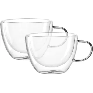 Leonardo DUO Doppelwandbecher 6er Set, Glas für Tee und Kaffee, Heissgetränk Tasse, Höhe 7,8 cm, 360 ml, Glas, 053064