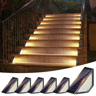 Solarlampen für Außen Garten, LED Gartenlampen für Innenhöfe Dekoration, Terrasse, Zaun, Pathway, Stufen und Treppen, LED Wegeleuchten IP65 Wasserdicht Outdoor Balkon Boden, 6 Stück