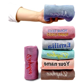 Personalisierbares Handtuch, bestickt mit Namen, 35 x 75 cm, Mikrofaser, für Badezimmer, Reisen, Fitnessstudio, Dusche, Pool, Hochzeitsgeschenk