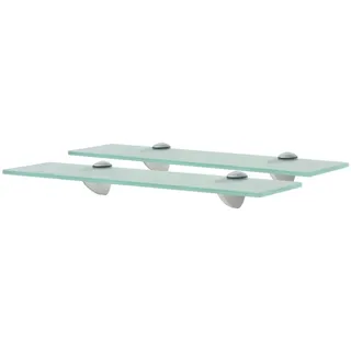 vidaXL Wandboardset mit Zink-Legierung Halterungen 2-teilig 40/10/0,8 cm aus Glas Schwarz , Transparent , Rechteckig , 40x0.8x10 cm , Wohnzimmer, Regale, Wandboards