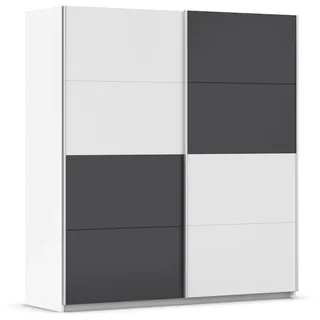 Rauch Möbel Schwebetürenschrank Kleiderschrank Weiß/Grau Metallic, Schwarz, 2-türig, inkl. 2 Kleiderstangen, 2 Einlegeböden, BxHxT 181x197x61 cm