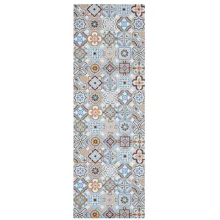 andiamo Teppich Läufer Marrakesch mit ruschhemmender Rückseite - Küchenteppich Küchenläufer Flur Läufer Teppichläufer 70 x 200 cm Blau-grau