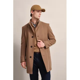 Kurzmantel BUGATTI, Herren, Gr. 27, grau (taupe), 58% Wolle, 25% Polyester, 13% Polyamid, 3% sonstige Fasern, 1% Elasthan, unifarben, normal, normaler Saum, Mäntel Kurzmantel, mit Westenfake