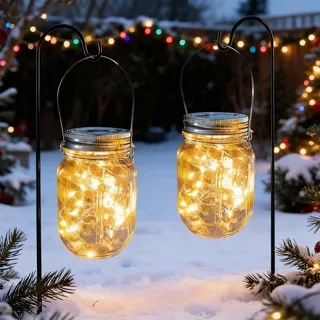 XVZ Solarlaterne für außen Hängend, 2 Stück Solar Glas Lampions, Solar Wasserdichte Gartendeko für Außen Balkon Party Patio Tisch Baum - Warmweiß