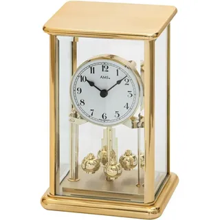 ams 10 AMS 1211 Tischuhr mit Drehpendel Jahresuhr Drehpendeluhr messing farben golden - Gold