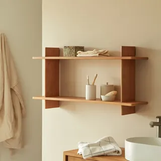 Isaia - Badezimmer-Wandregal aus massivem Mangoholz
