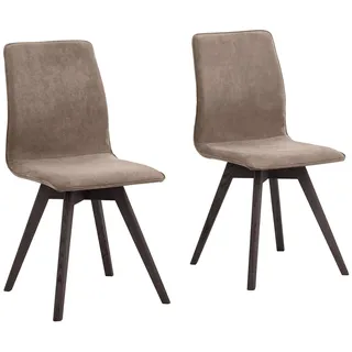 Andas 4-Fußstuhl ANDAS "Rania", grau (taupe, wenge), B:45cm H:91cm T:55cm, Massivholz, Polyester, Sperrholz, Stühle, mit Massivholzbeinen