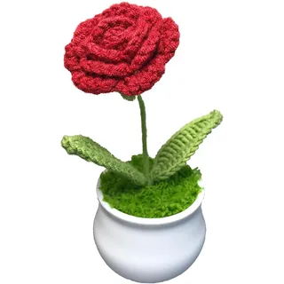 Gehäkelte Blumen Häkelblumen Niedliche Topfblume, Gestrickte Häkeln Plüsch Blume Geschenk Geburtstag, Süße Kleine Handgefertigte Topfpflanzen Gestrickt Künstliche Mini-Topfblumen Desktop Dekorationen