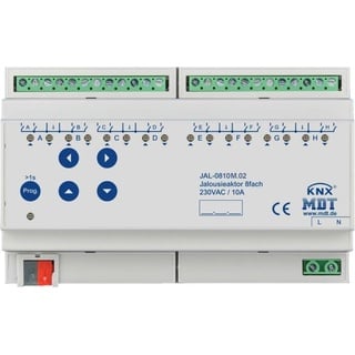 MDT Jalousieaktor 8-fach, 8TE REG, 10A, 230V/300W, mit Fahrzeitmessung, Schaltaktor JAL-0810M.02