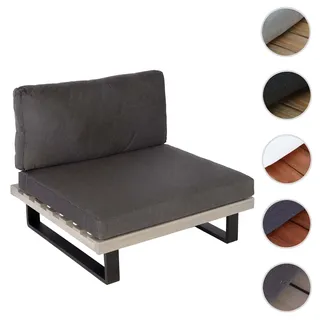 Lounge-Sessel HWC-H54, Garten-Sessel, Spun Poly Akazie Holz MVG-zertifiziert Aluminium ~ grau, Polst