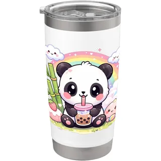 Niedliche Kawaii Panda Pastell Kunst für Panda Fans und Liebhaber Doppelwandiger Edelstahl-Thermobecher