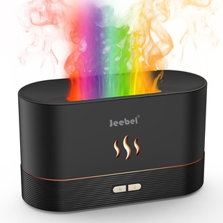 Jeebel Aroma Diffuser mit Flammen Effekt, Ultraschall Vernebler Luftbefeuchter DuftöL Diffuser mit 2 Helligkeit Einstellbar & Wasserlose Abschaltautomatik