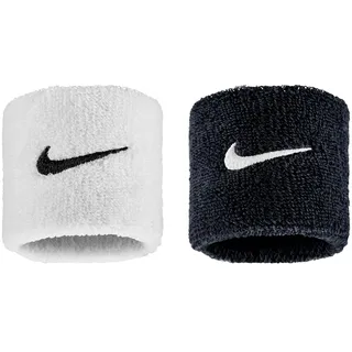 Nike Swoosh Classic Wristbands 2er Pack Schweißbänder Tennis Fitness Running Handgelenkbänder Sport, Black/White/Black, One Size