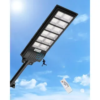600W LED Solar Straßenlaterne | 6500K Strahler mit Bewegungsmelder Sensor | IP65 Wasserdichte Wandleuchte Wegeleuchte mit Fernbedienung, Außen-Sicherheitsleuchte für Garten,Hof,Garage,Eingang