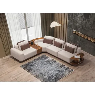 Beiges Modulsofa Designer Ecksofa Wohnzimmer Polster Couch - Beige