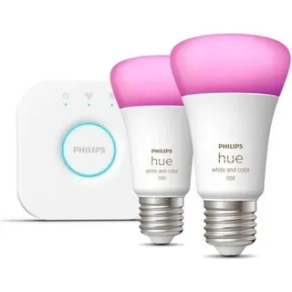 Philips Hue White and Color Ambiance Starter Kit, 2 E27 Lampen, 75W Equivalent, Bluetooth, Kompatibel mit Alexa, Google Home und Homekit - Bunt