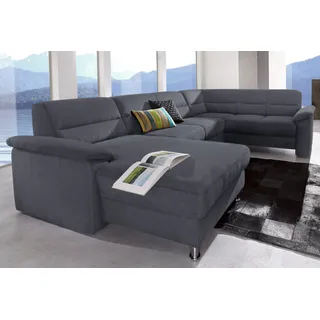 sit&more Wohnlandschaft »Ascara U-Form«, inklusive Boxspring/Federkern-Polsterung, wahlweise mit Bettfunktion, grau