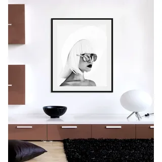 queence Bild »Jessica« Bilder von Frauen   Fashion   Foto   Frau   Magazincover   Mode   Portrait   Porträts   Schwarz-Weiß 1 Stk. tlg. HD Premium Poster-Druck inkl. Holzrahmen, weiß