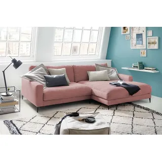 KAWOLA Ecksofa CARA Sofa Recamiere rechts Cord rosa