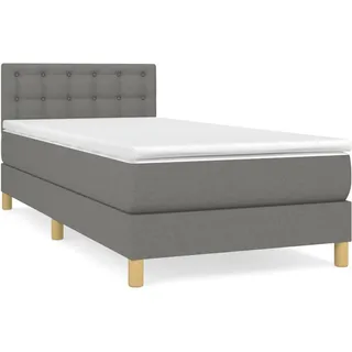 vidaXL Boxspringbett mit Matratze Dunkelgrau 90x200 cm Stoff - Grau