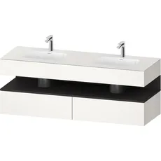 Duravit Qatego Einbauwaschtisch mit Konsolenwaschtischunterbau, 1600x550x600mm, Nische Graphit Supermatt, Doppelwaschtisch, QA4797080, Farbe: Weiß Supermatt/mit Nischenbeleuchtung