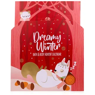 Accentra – Pflege Adventskalender 2024 für Mädchen mit 24 Pflegeprodukten – Adventskalender Beauty mit Bodylotion, Badebomben, Duschgel, Shampoo, Lip Balm, Handcreme – Weihnachtskalender Rot Teenager