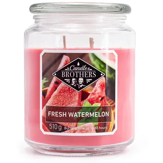 Candle-Brothers Große Duftkerze im Glas mit Deckel | Fresh Watermelon | Duftkerze Fruchtig | Kerze 2 Docht | Kerze lange Brenndauer | Geschenk für Frauen