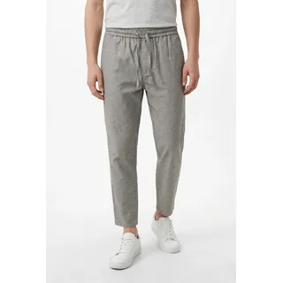 Schlupfhose ONLY & SONS "ONSLINUS CROP 0007 COT LIN PNT NOOS", Herren, Gr. L, N-Gr, bungee cord detail:two tone (weiß), Web, Obermaterial: 75% Baumwolle, 25% Leinen, unifarben, slim fit knöchellang, Hosen Schlupfhose, Baumwolle mit Leinen, Gummizug und Kordel