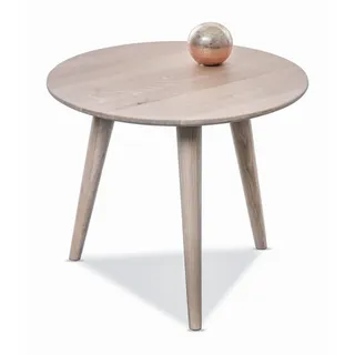 M2 Kollektion Oslo 1 - runder Couchtisch Ø 45 cm, H 36 cm | Massive Wildeiche, Bianco geölt