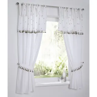 Kutti Vorhang »Honey« Bindebänder 1 Stk. tlg. Scheibengardine mit Raffhalter, Baumwolle, bestickt, Quasten, Bienen, beige