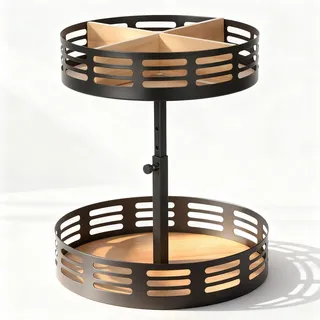 Drehteller Organizer 2 Etagen, Gewürzregal Drehbar, Küchenregal Stehend Ohne Bohren, verstellbar Eckregal für Küche, Arbeitsplatte, Schrank, Badezimmer