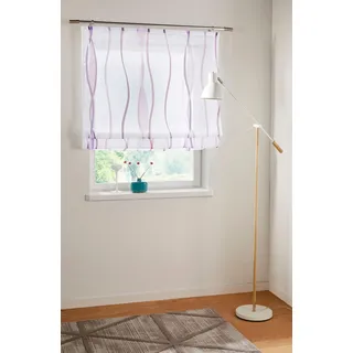 my home Raffrollo »Dimona« mit Klettschiene Transparent, Voile, Polyester, Wellen, weiß